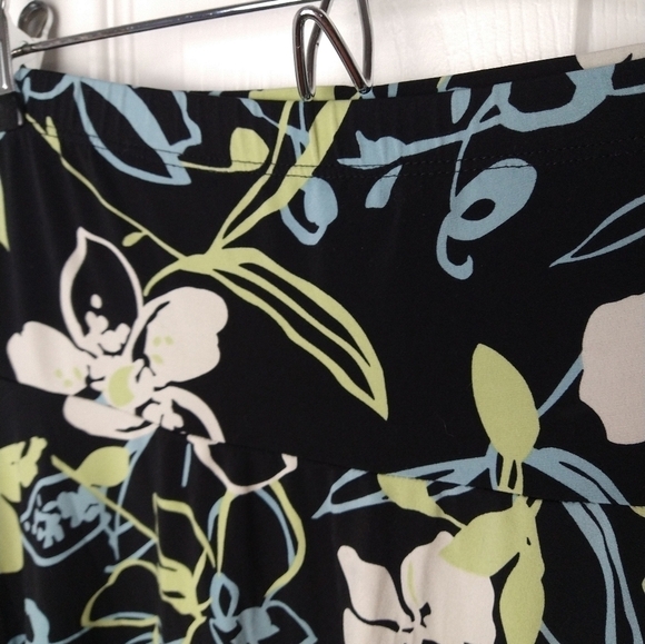 $Merona black blue green white floral elastic waist pull on cascade hemlinesizeS - Picture 5 of 8